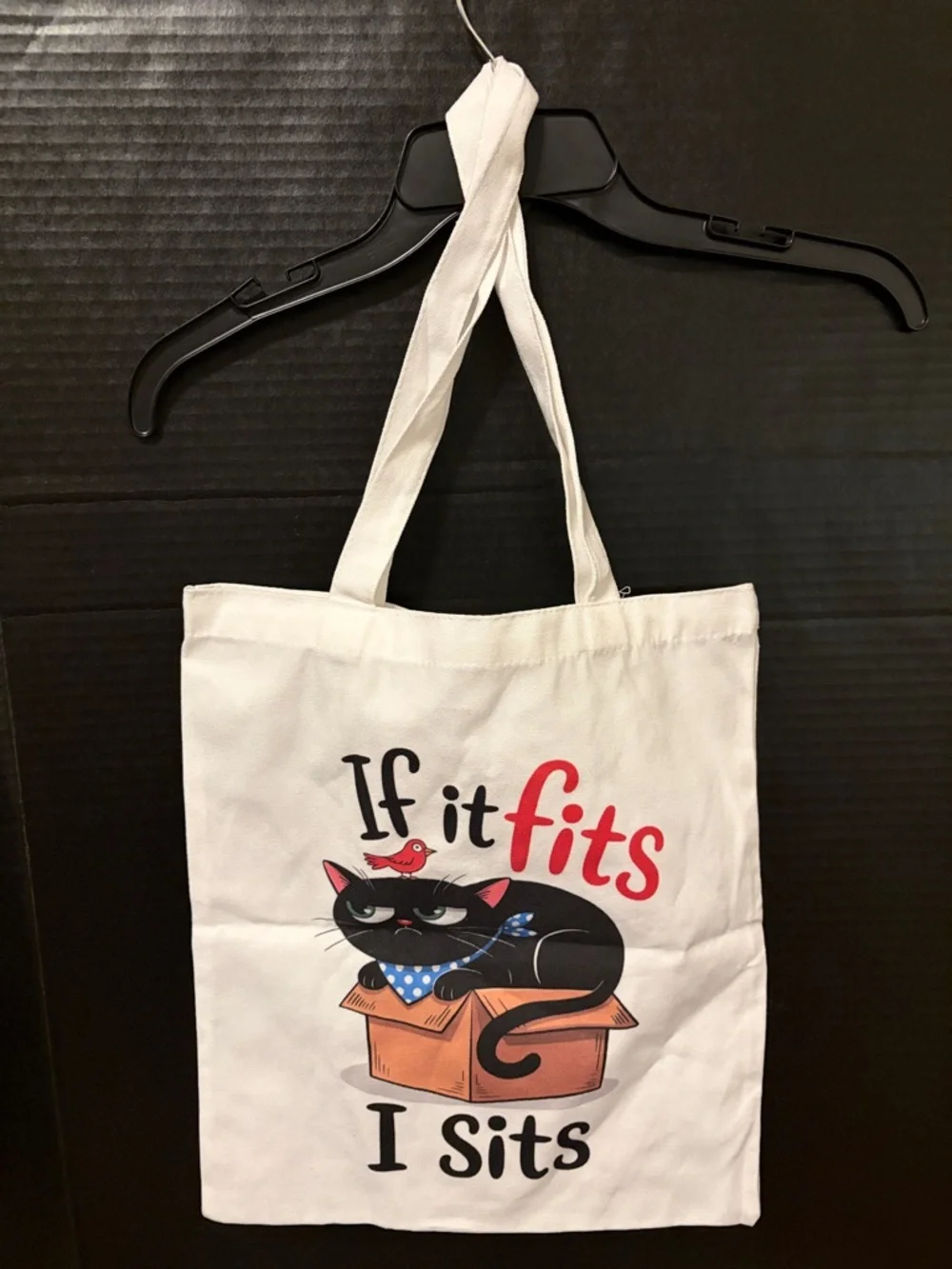 White Cat Tote Bag - If It Fits I Sits NWOT